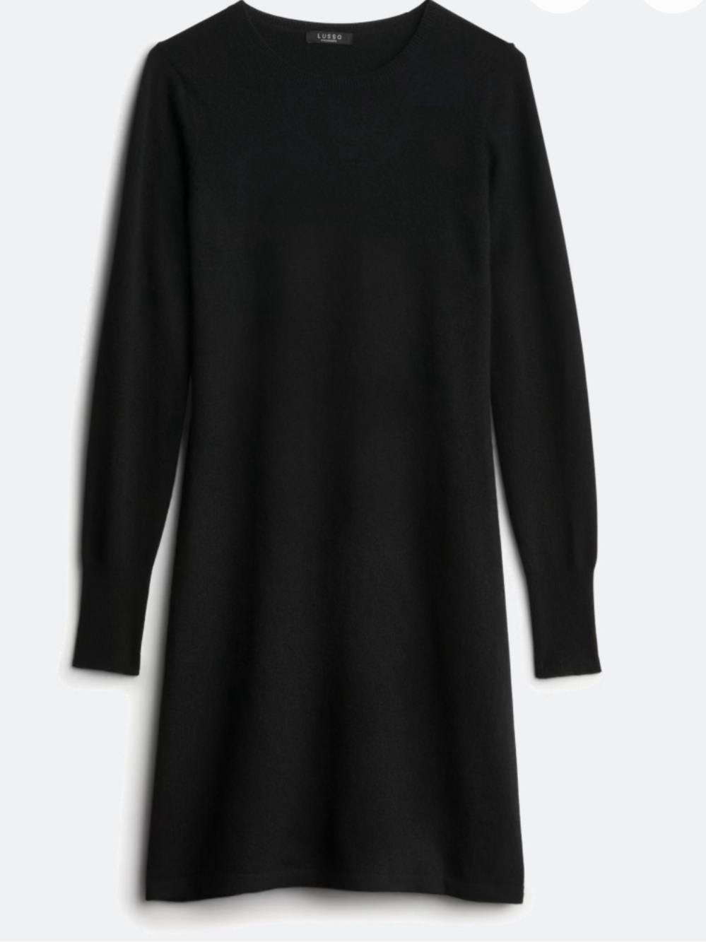 Black Cashmere Crewneck Sweater Dress